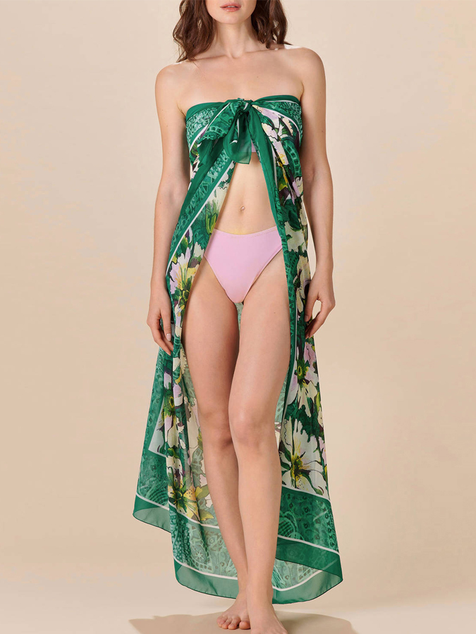 Vintage Floral Print One Piece Swimsuit And Cover up