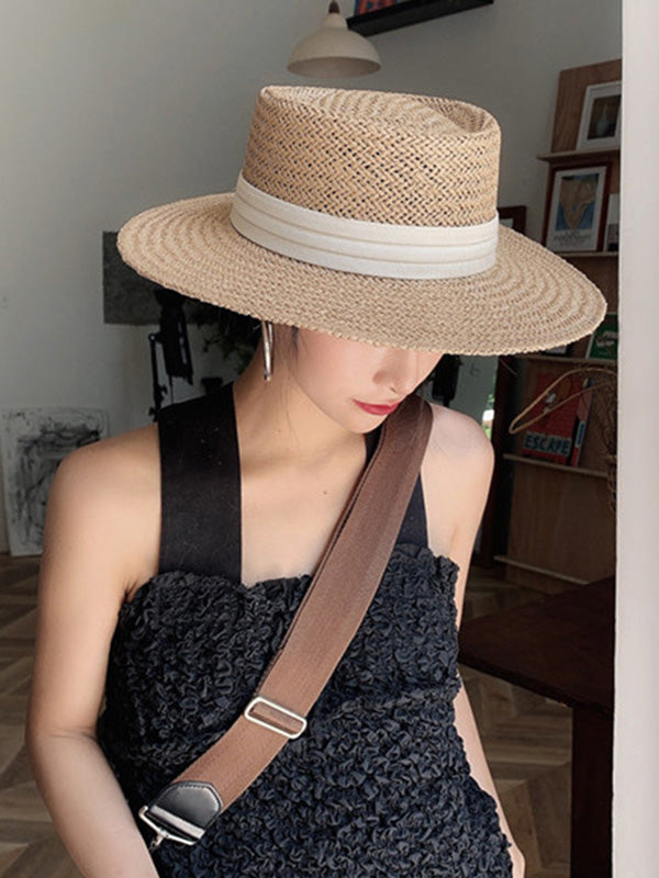 Leisure Sun-Protection Flat Straw Hat