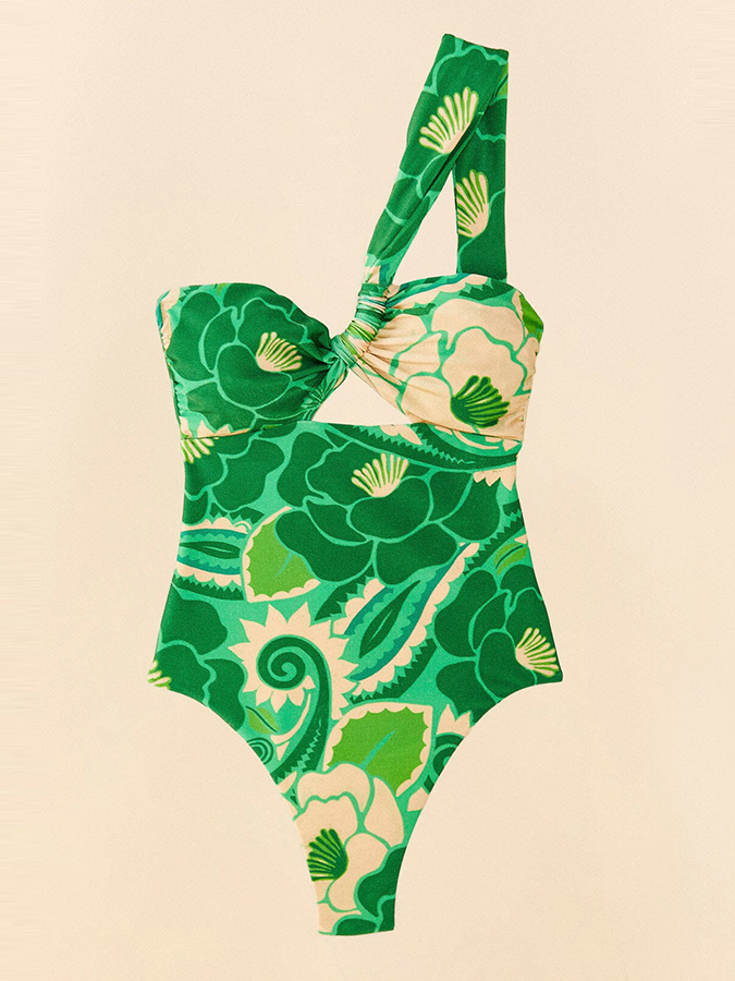 Floral Print One Piece Swimsuit and Cover Up