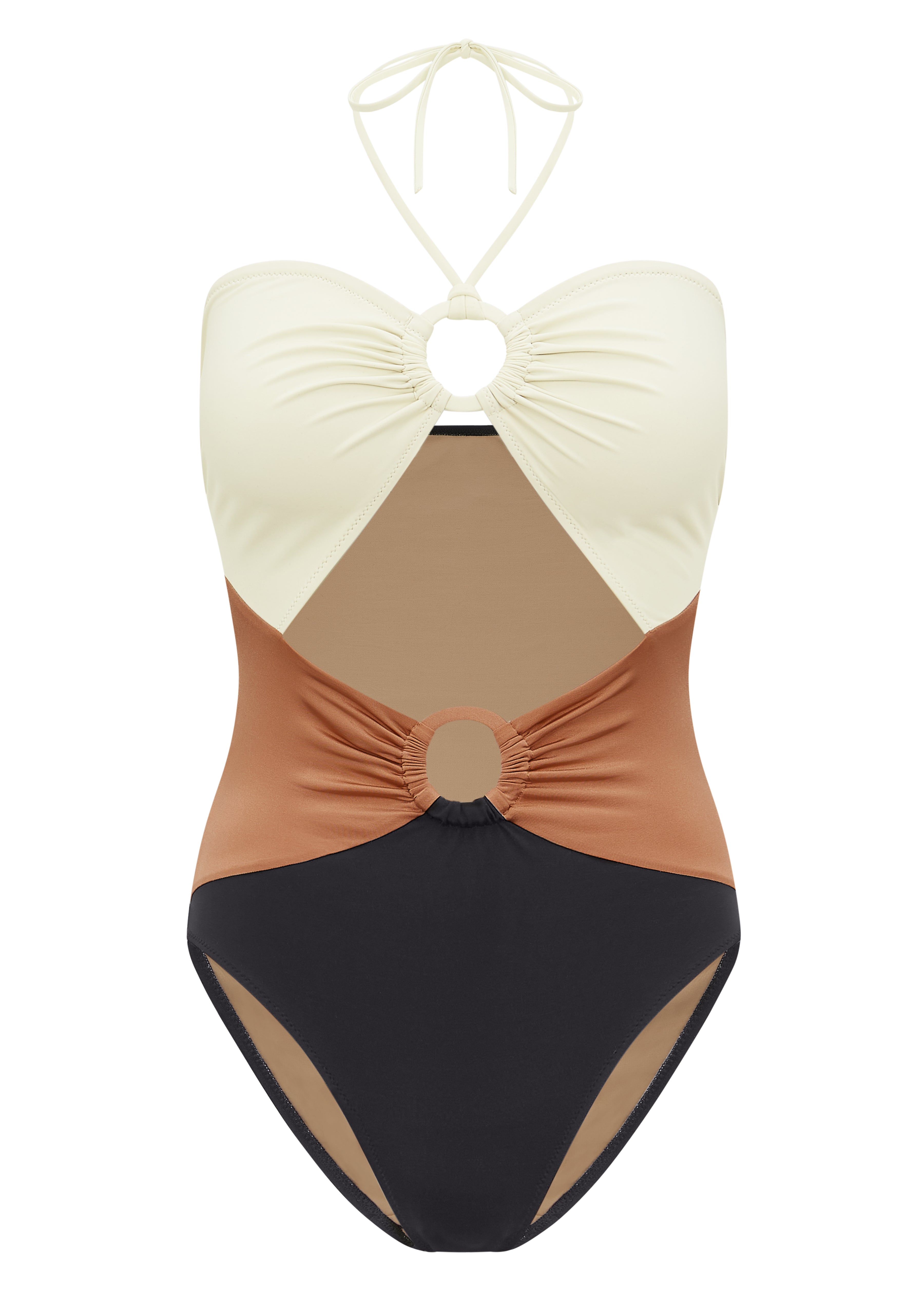 Color-block One-piece  Cutout Swimsuit