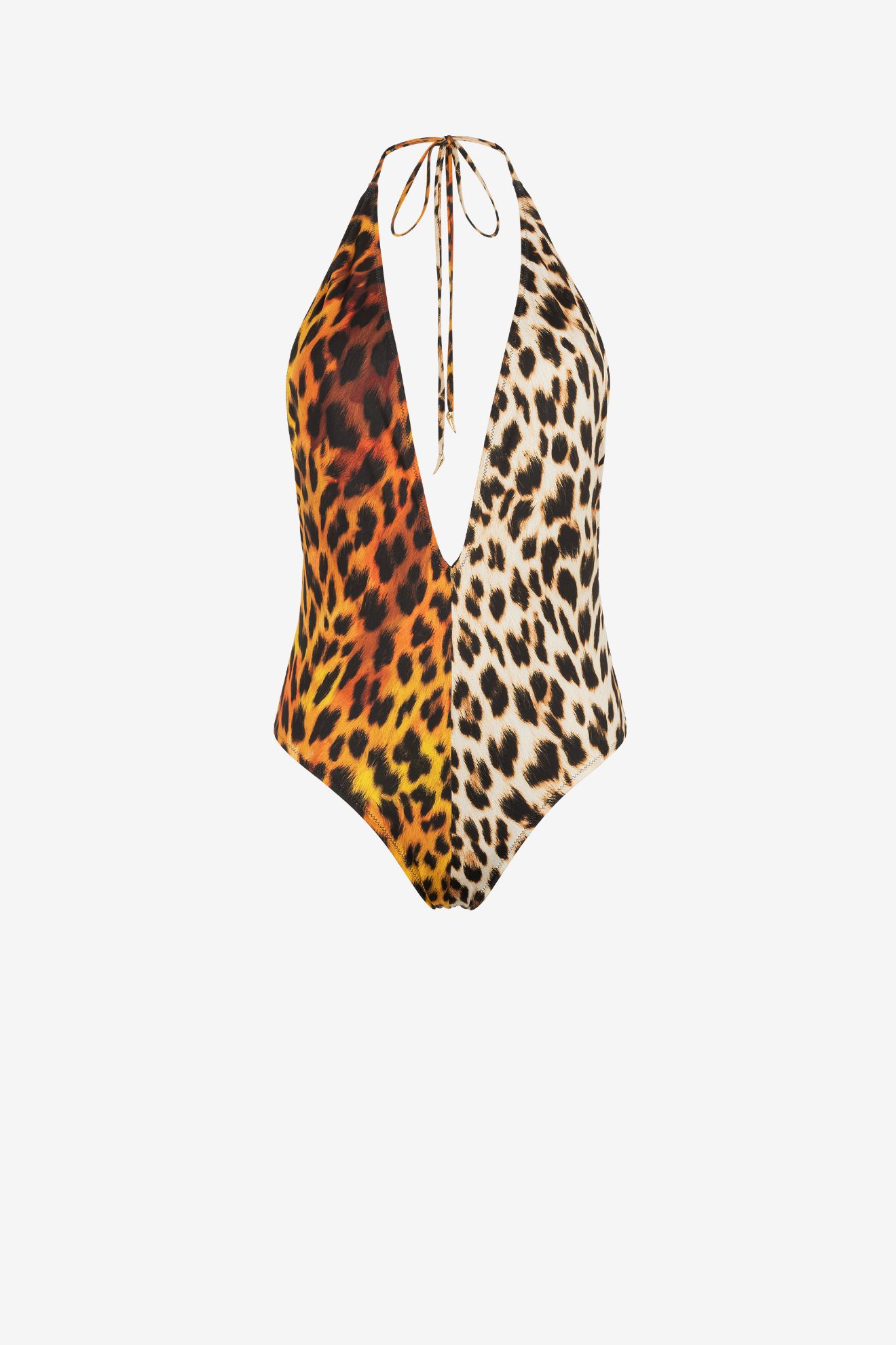    JAGUAR and leopard-print halterneck swimsuit
