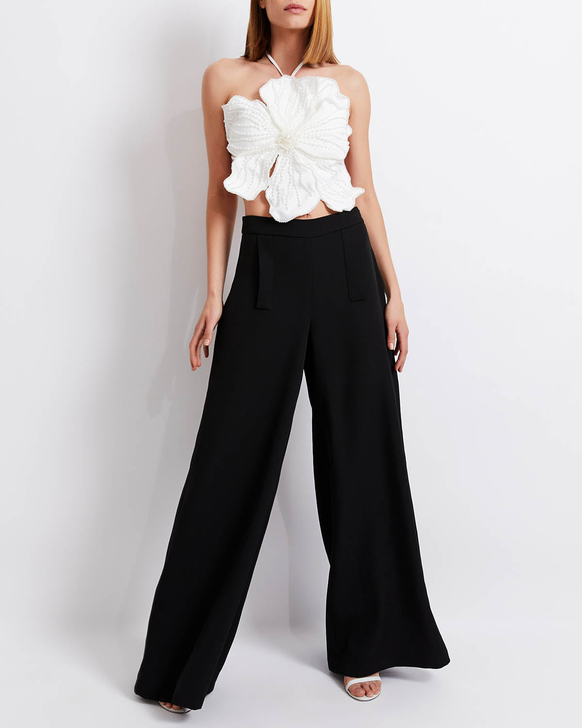 Beaded 3D Floral Swimsuit and Pants