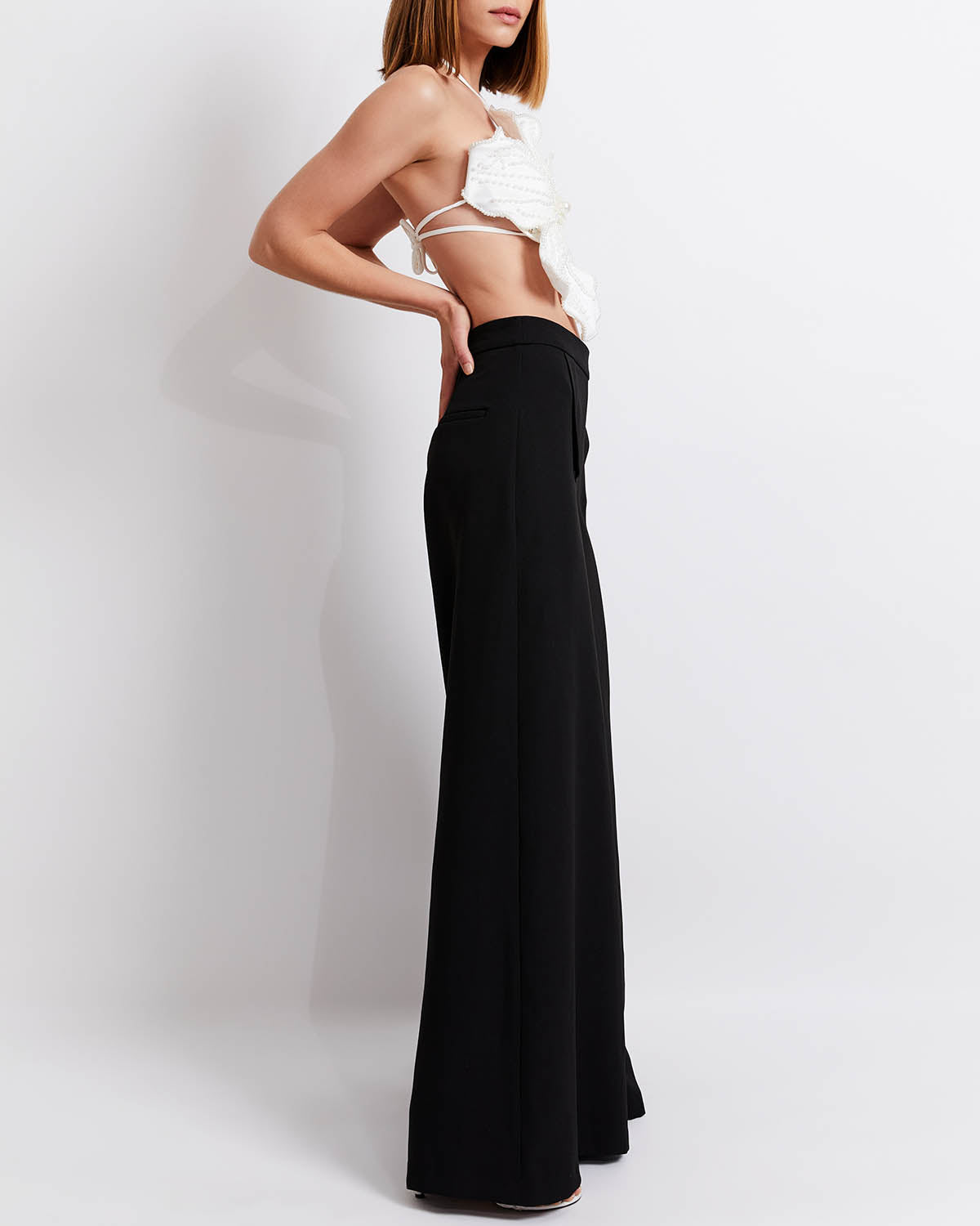 Beaded 3D Floral Swimsuit and Pants