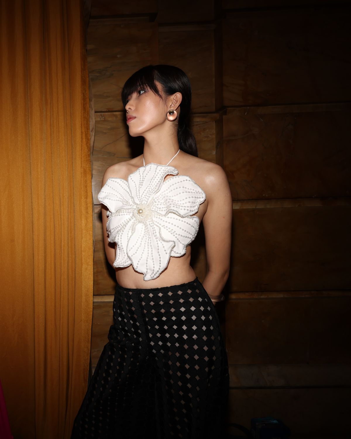 Beaded 3D Floral Swimsuit and Pants