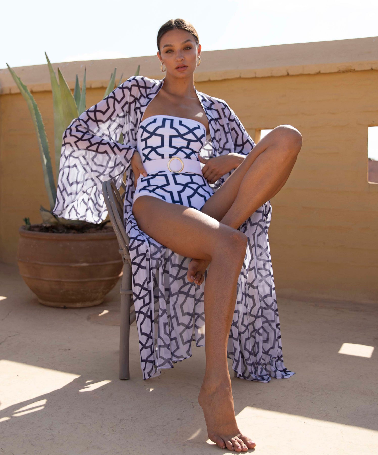 Tile print swimsuit an