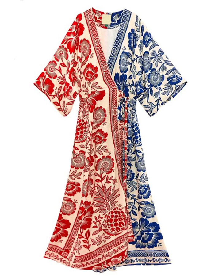 Ruffled Colorblock Print Swimsuit Set