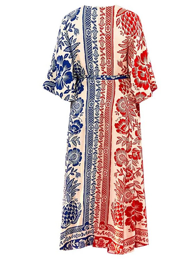 Ruffled Colorblock Print Swimsuit Set