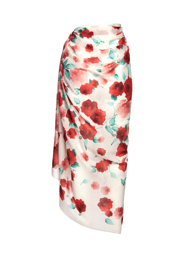 Plain Rose Deco Bikini And Rose Print Cover up