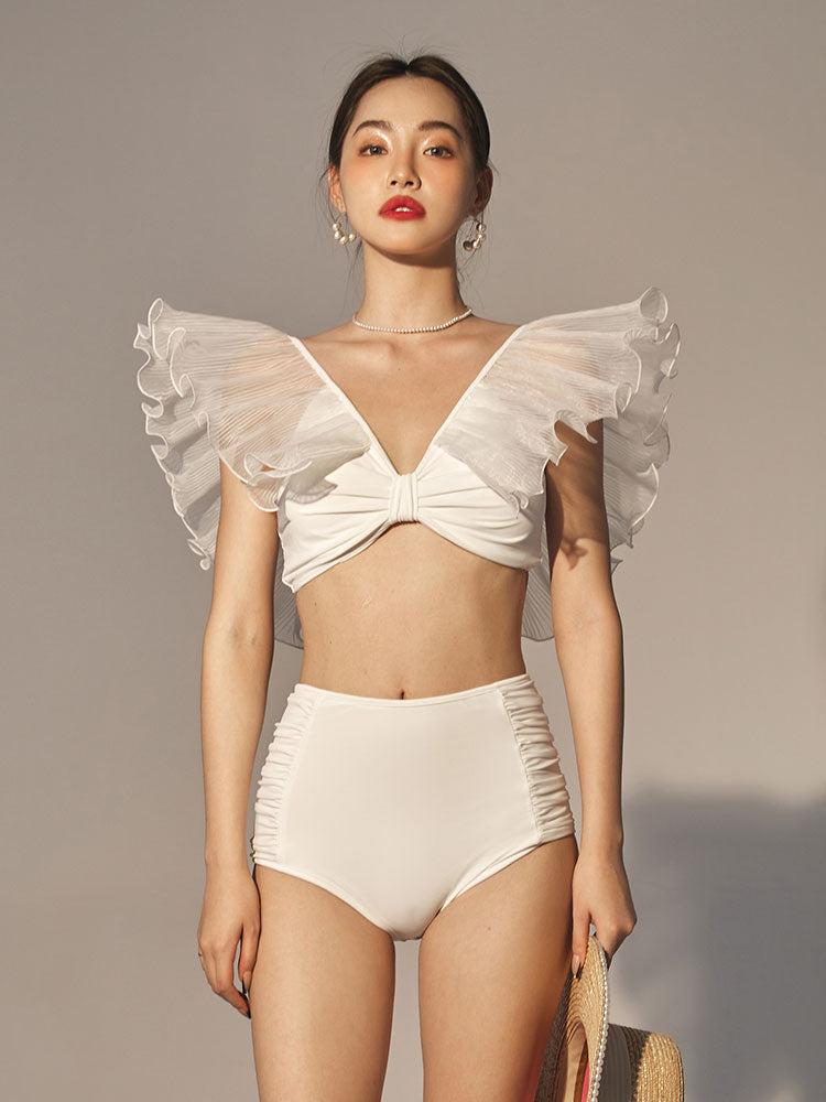 Ruffle V-Neck Bikini Swimsuit