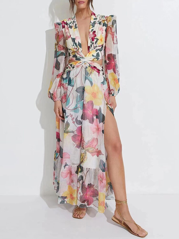 Jasmine Belted Cutout Maxi Dress