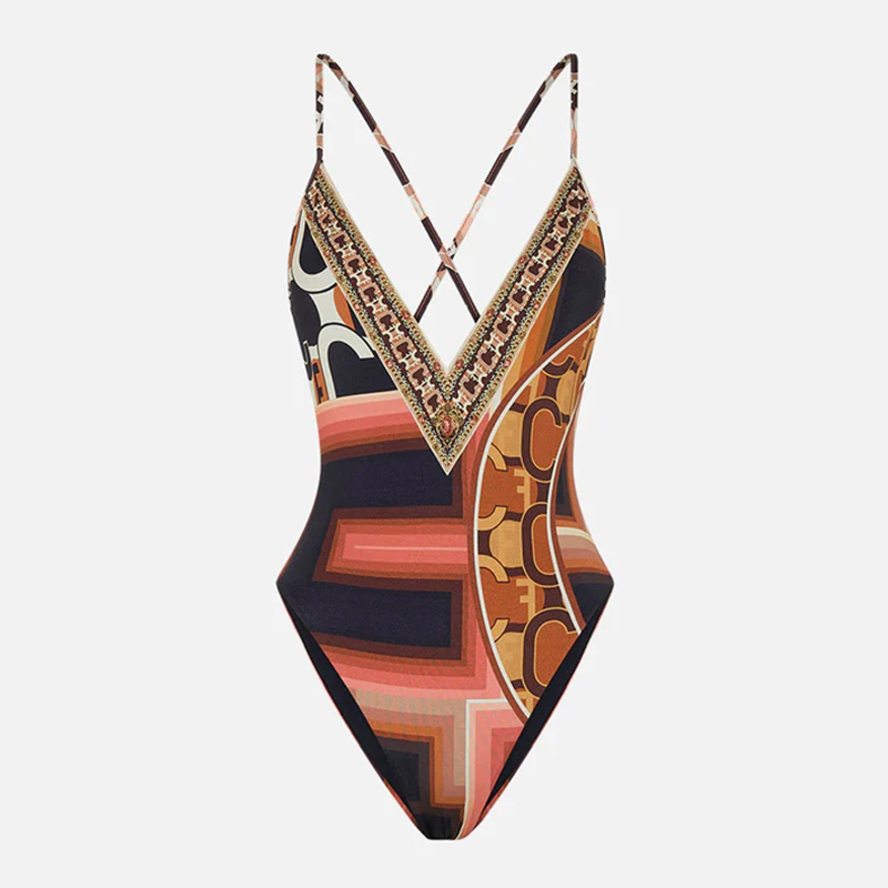 Printed One Piece Swimsuit  and Cover-up