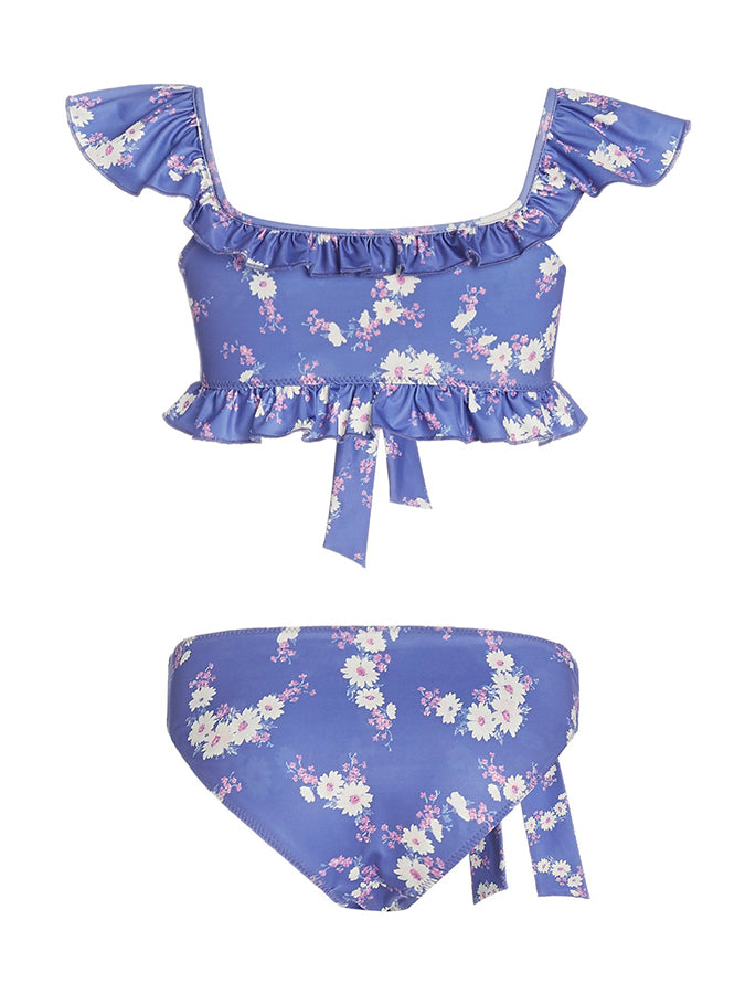 Fashion Floral Print Ruffled Bikini Set