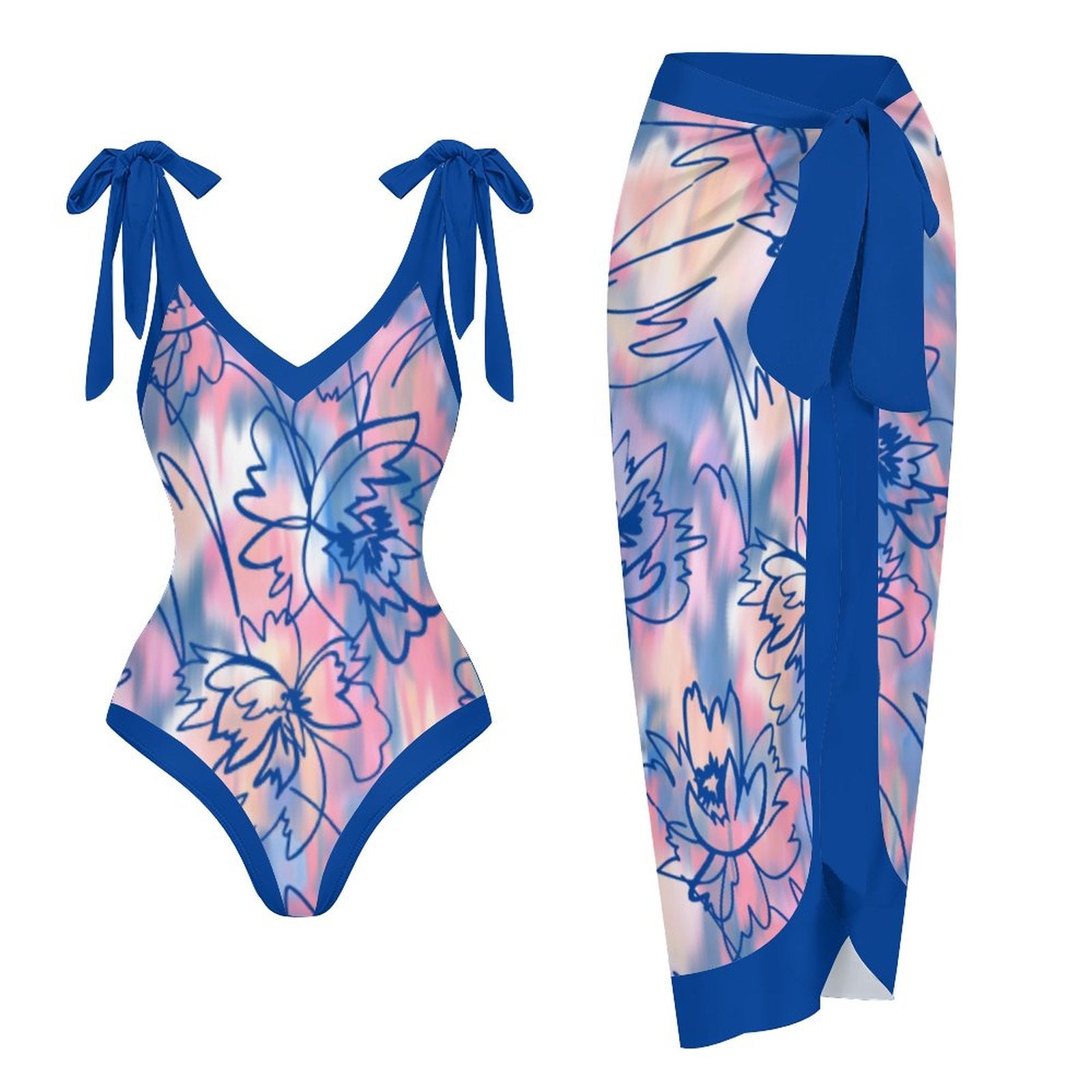 Casual Printed One Piece Swimsuit And Cover Up 2305106848