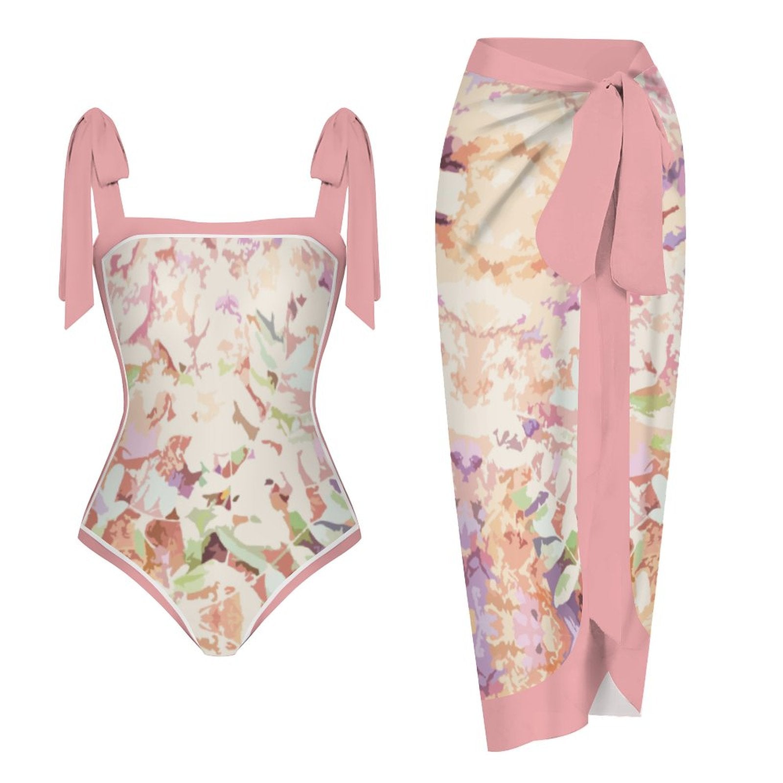 Fashion Printed One Piece Swimsuit And Cover Up 2305104419