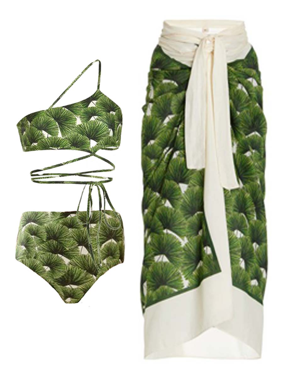 Fashion Printed One-Shoulder Bikini