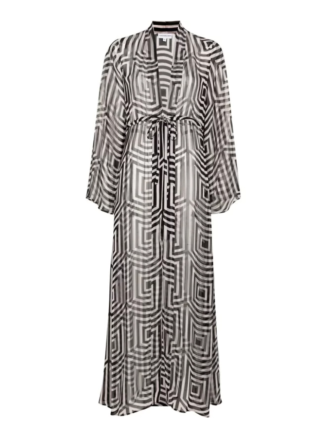 Geometric Print Bikini and Kimono