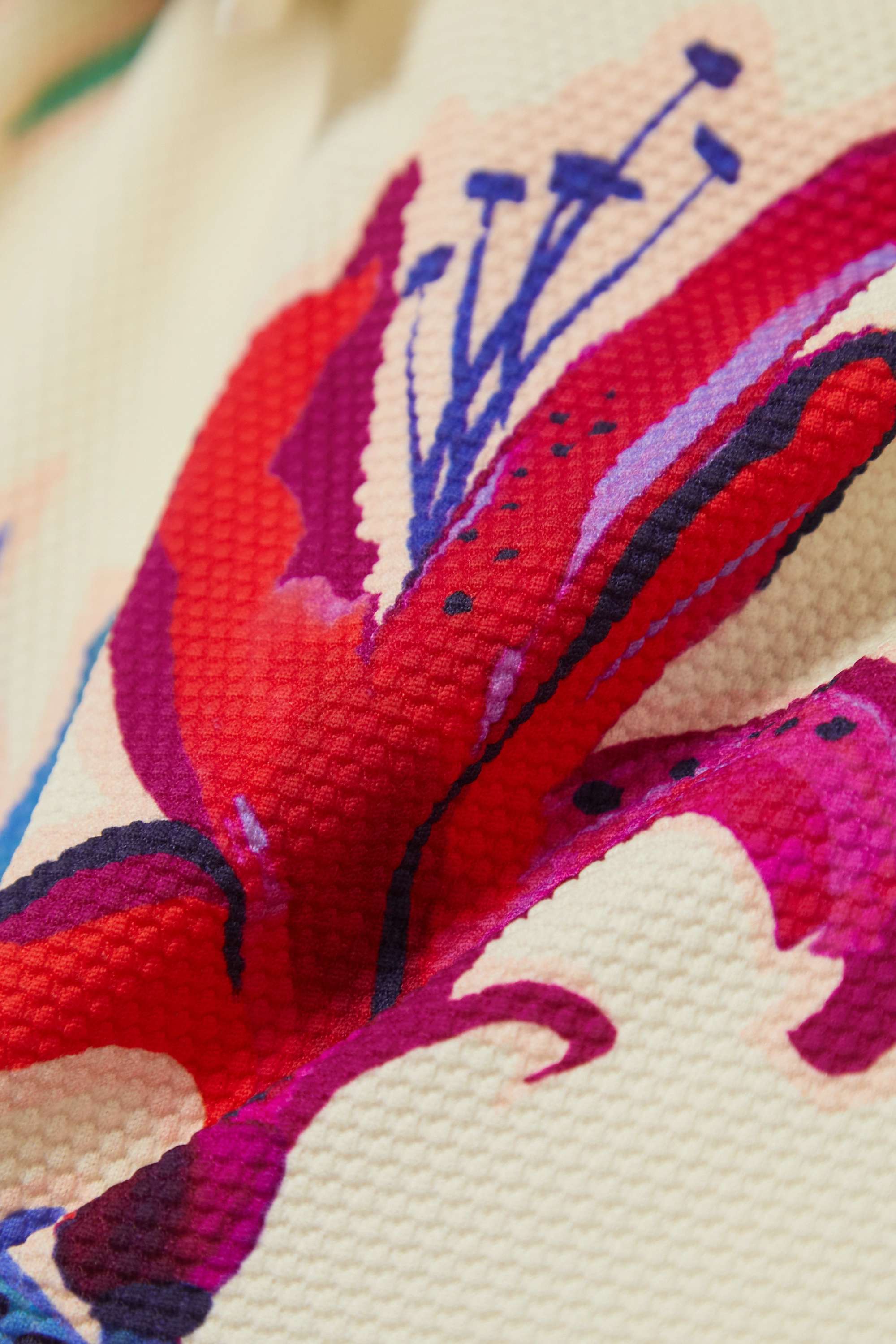 Open-back Ruffled Floral Print Swimsuit