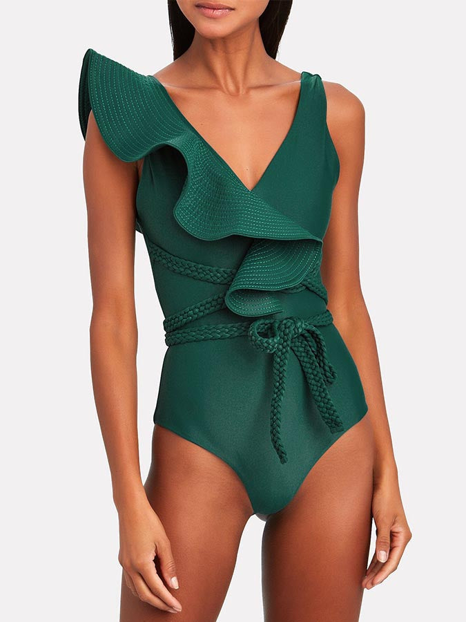 Ruffled Solid One-Piece Swimsuit