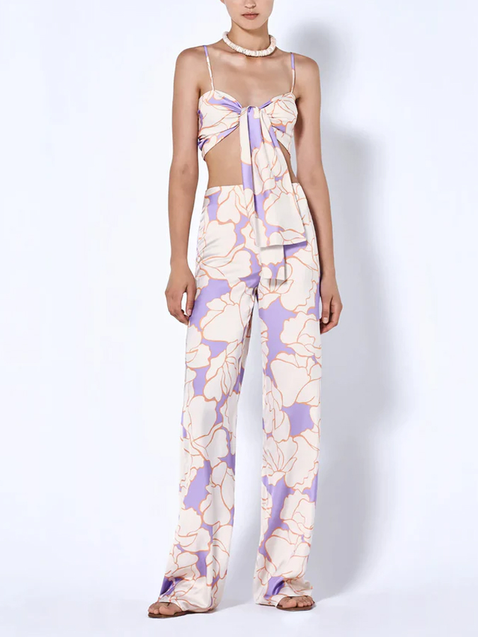Fashion Print Lace Up Bikini Swimsuit