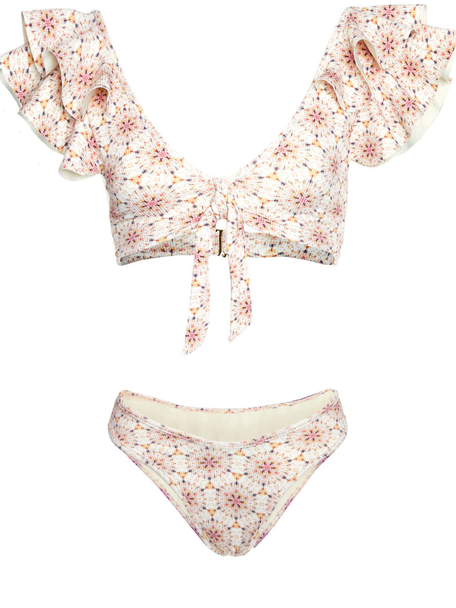 Printed Ruffled Bikini Set
