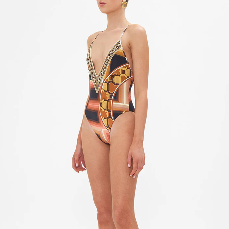 Printed One Piece Swimsuit  and Cover-up