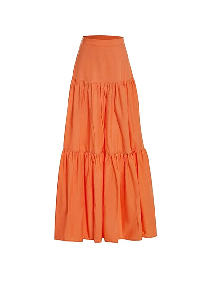 Sling Ruffle Solid Color Bikini and Beach Skirt