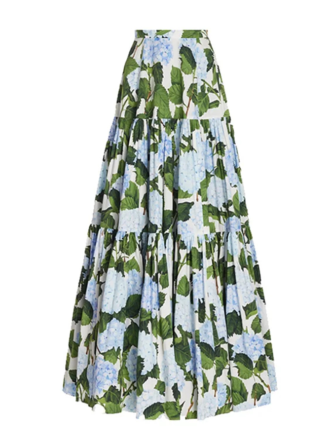 Floral Print One Piece Swimsuit and Skirt