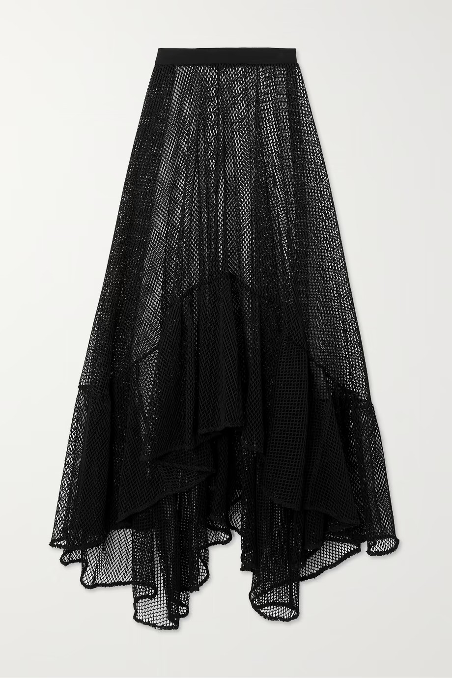 Belted mesh-trimmed swimsuit
