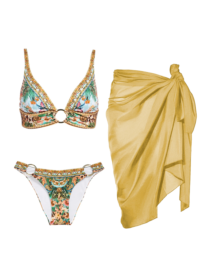 Vintage Court Floral Print Bikini And Cover up