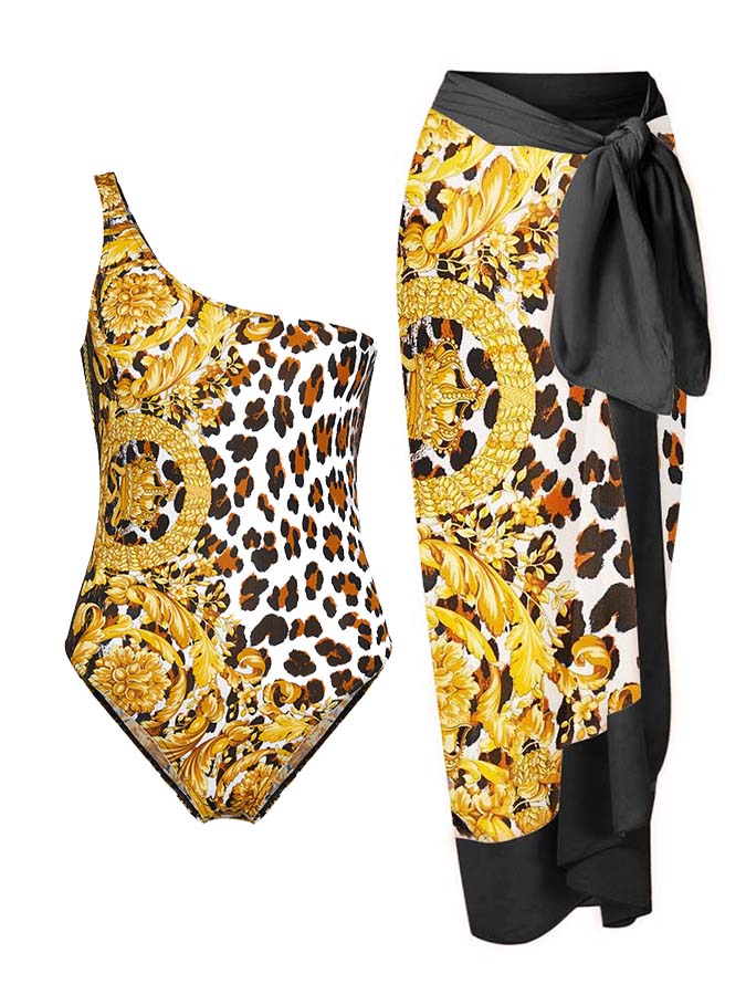 One-Shoulder Print Fashion One-Piece Swimsuit