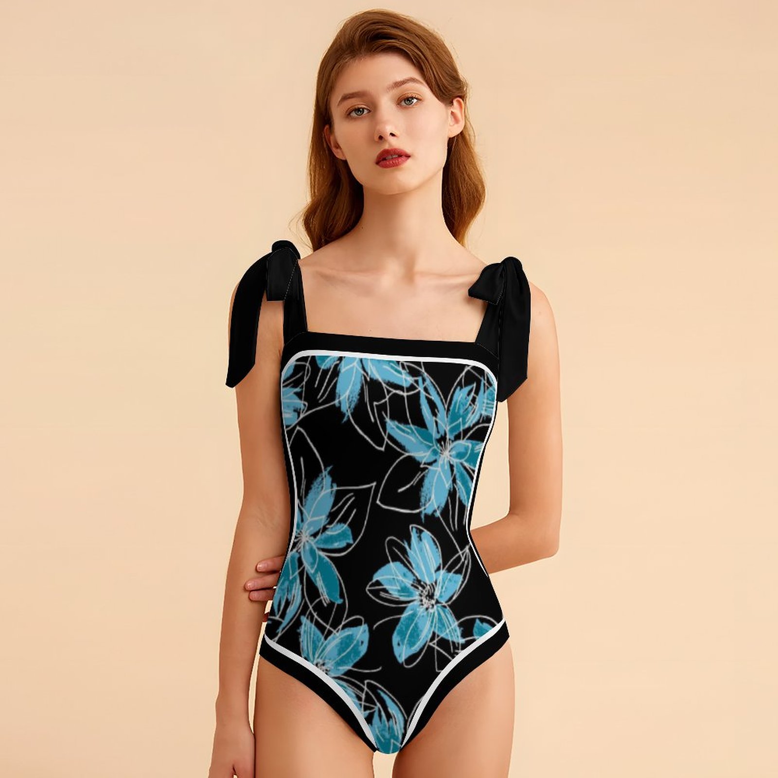 Fashion Printed One Piece Swimsuit And Cover Up 2305104485