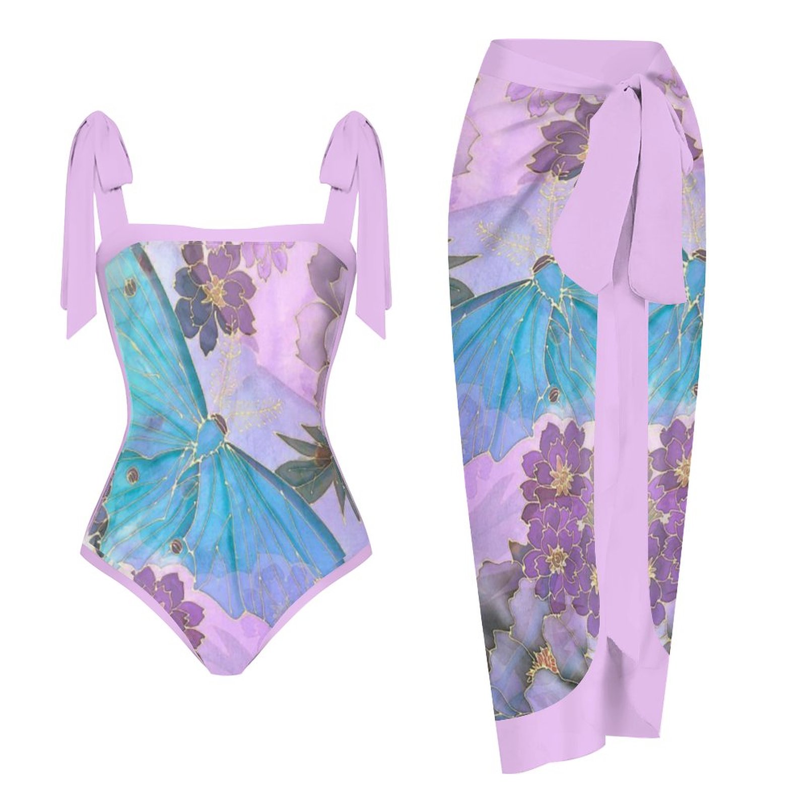 Fashion Printed One Piece Swimsuit And Cover Up 2306103852
