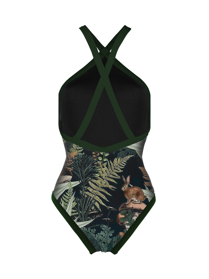 Fantasy Jungle Print One-Piece Swimsuit And Cover Up