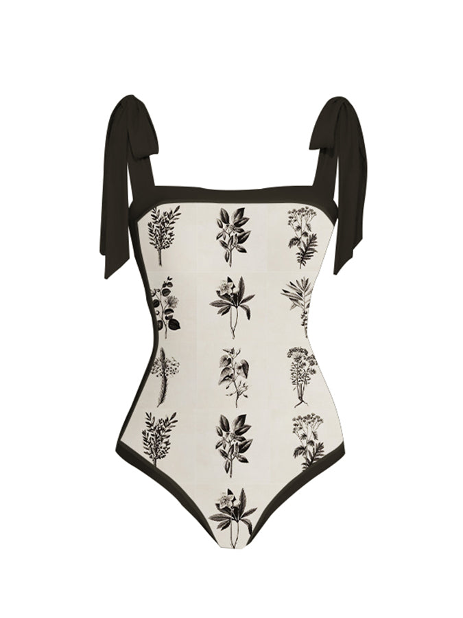 Printed Lace Up Chic One Piece Swimsuit