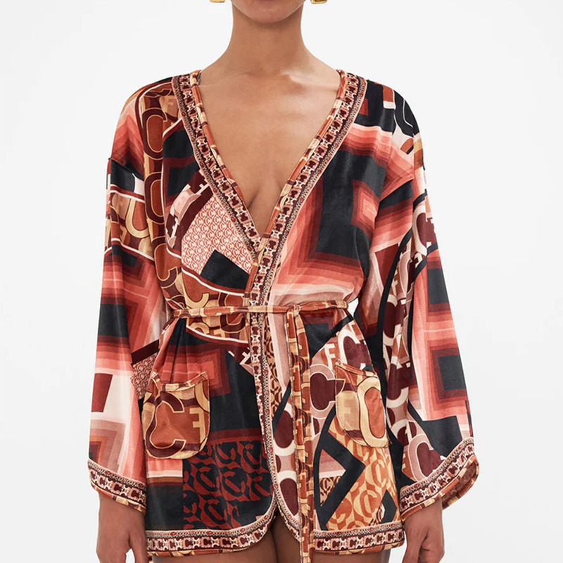 Printed One Piece Swimsuit  and Cover-up