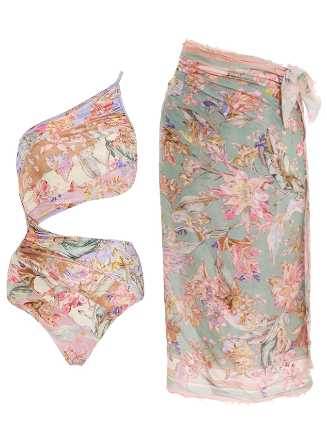 Spliced Cutout One-Piece Swimsuit