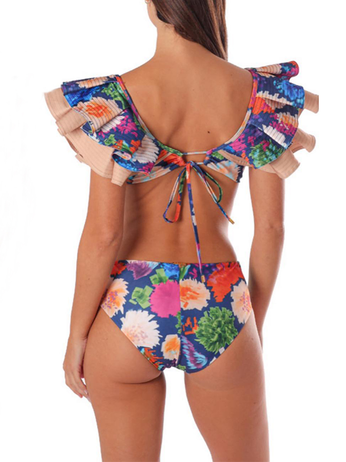 Floral Print One Piece Swimsuit and Cover Up