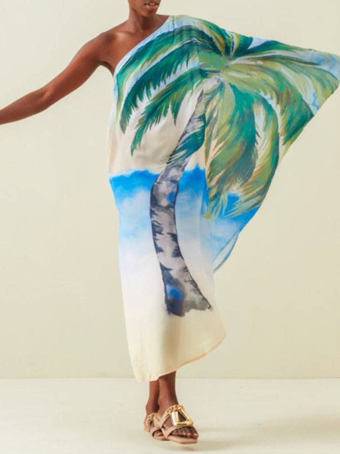 Fashion One Shoulder Beach Vacation Large Dress