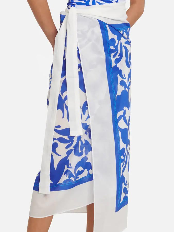 Blue Printed Swimsuit Set and Coverup