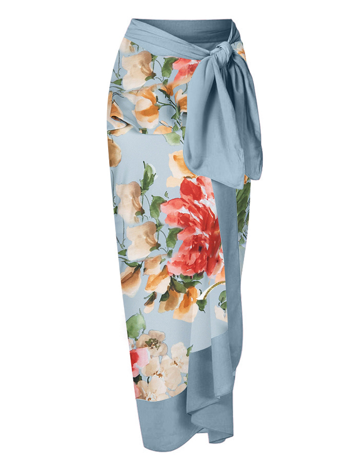 One-shoulder Ruffle Floral Print Swimsuit and Cover Up