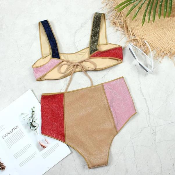 Color Block High Waist Bikini Swimsuit