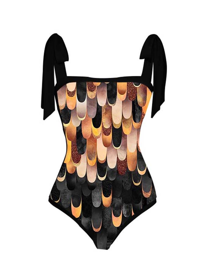 Geometric Print One Piece Swimsuits and Cover Up