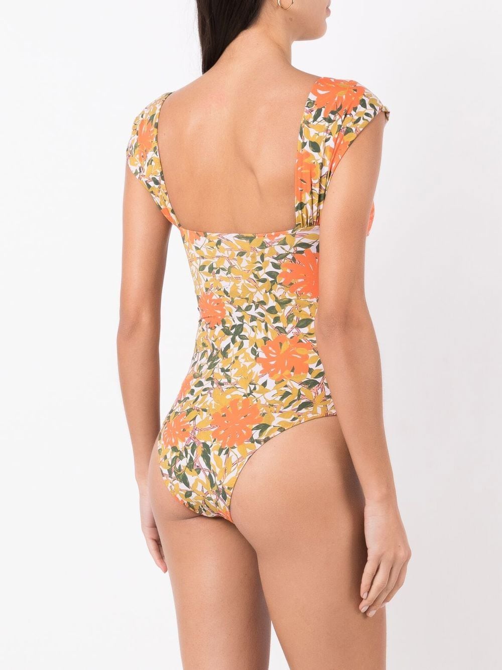 Trendy Orange Print One-Piece Swimsuit