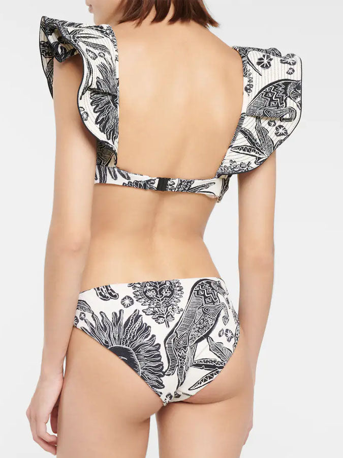 Ruffle Print Bikini Swimsuit