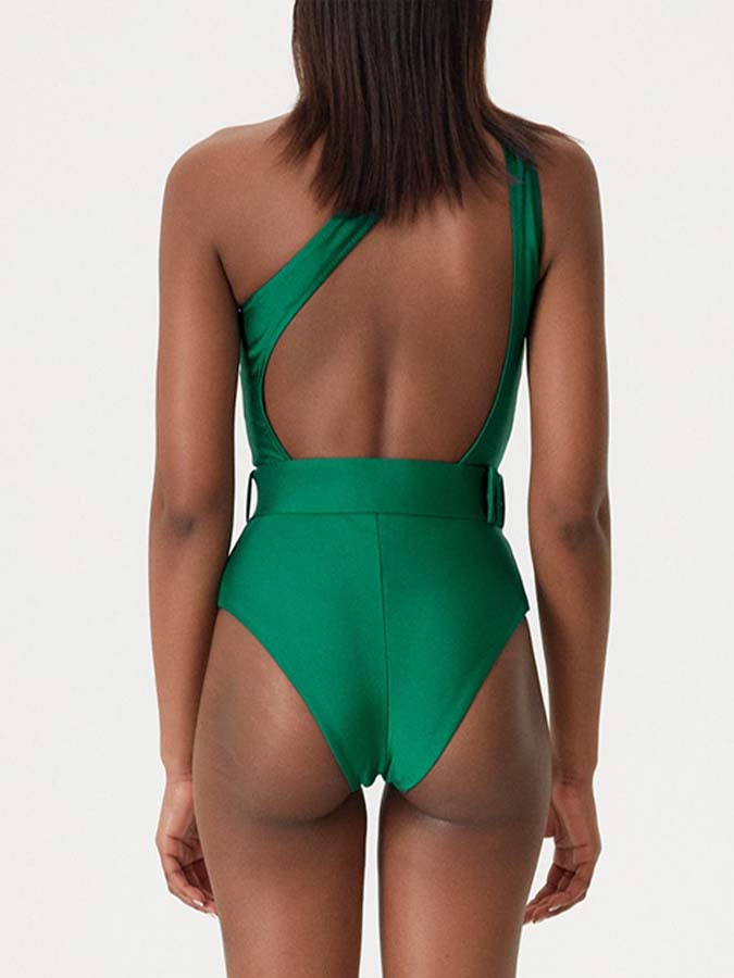 Emerald Lconic Sling Belt One Piece Swimsuit and Sarong