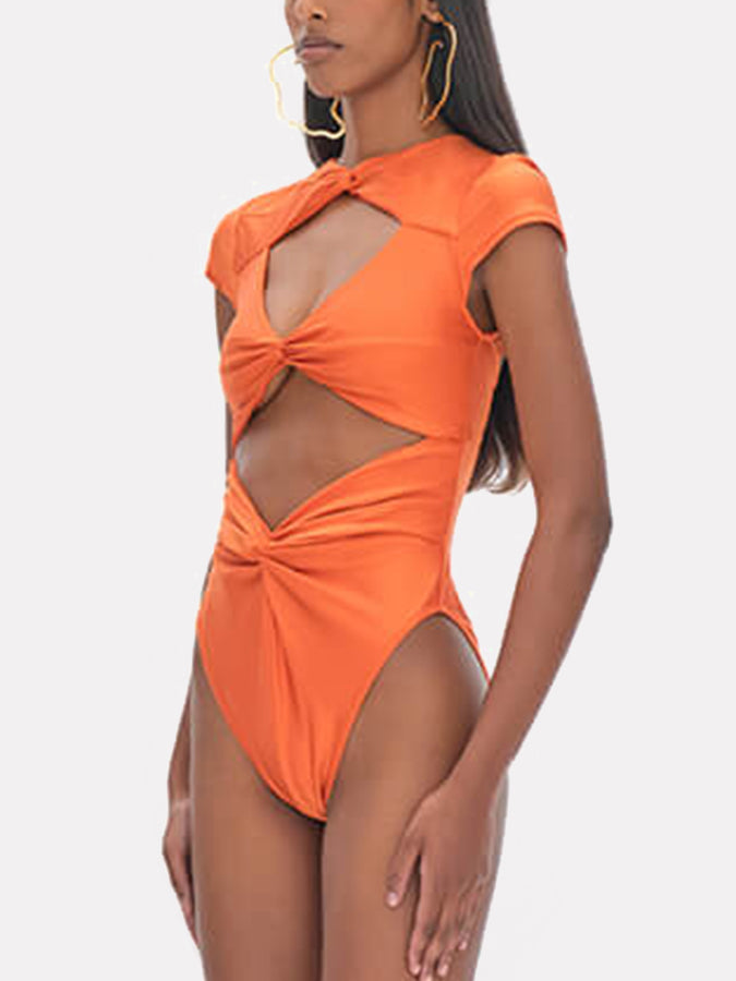 Fashion Solid Color One Piece Swimsuit