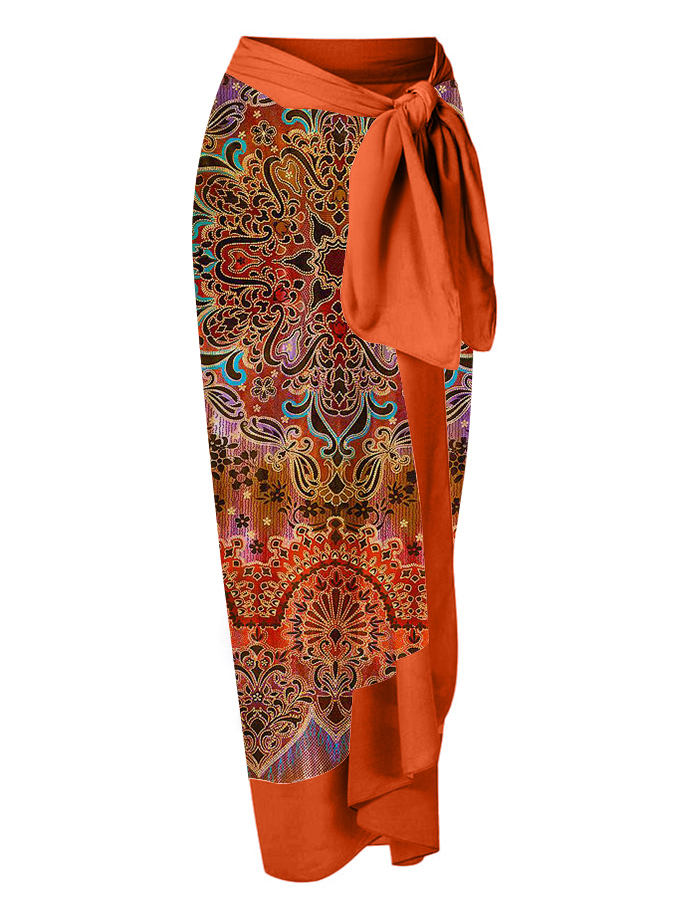 Vintage Print One Piece Swimsuit and Cover Up