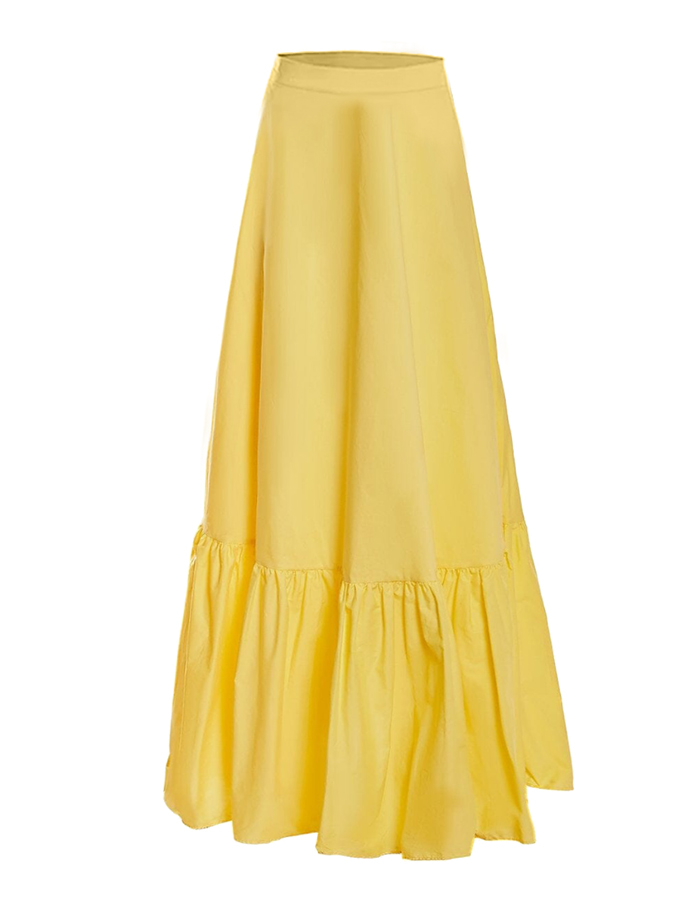 Beach Solid Puff Sleeve One-Piece Swimsuit and Skirt