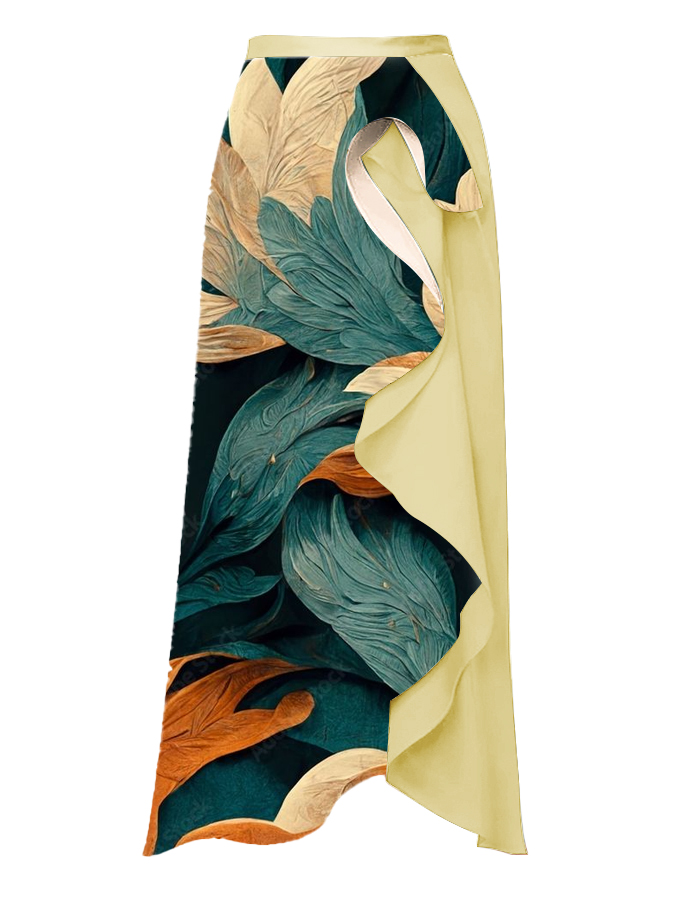 One-Shoulder Tie Vintage Print One-Piece Swimsuit