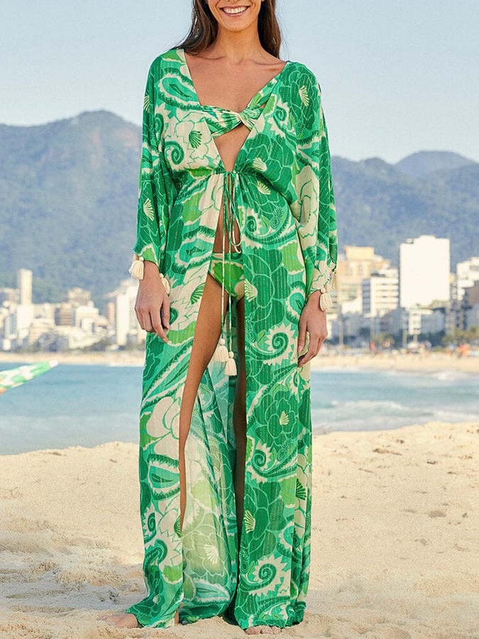 Floral Print One Piece Swimsuit and Cover Up